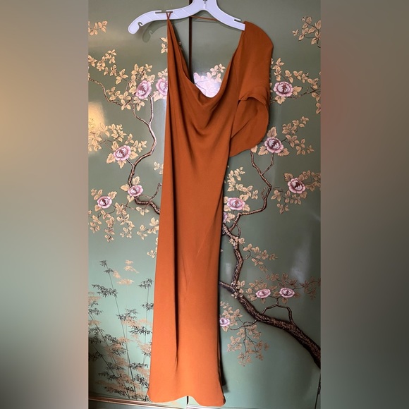 Alexander Wang Rust Asymmetrical 100% Silk Dress Sz 0 - Picture 4 of 13